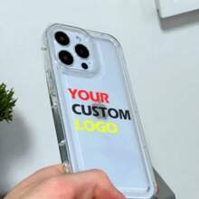 Funda de teléfono transparente personalizada con logotipo compatible con iPhone 15 14 13 12 11 11 Pro Max Mini 7 8 XR XS X, funda de silicona a prueba de golpes con nombre personalizado