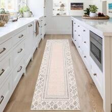 Vintage Border Printed Carpet Soft Indoor Non-Slip Carpet Foldable Living Room Carpet Washable Area Rug For Bedroom Office Dining Room