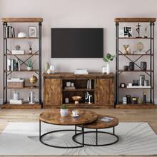 Industrial Bookshelf Wood Bookcase 6 Tier Storage Open Rack Shelf With Metal Frame Rustic Tall Standing Bookshelves Large Grey Display Rack For Bedroom,Living Room And Home Office
