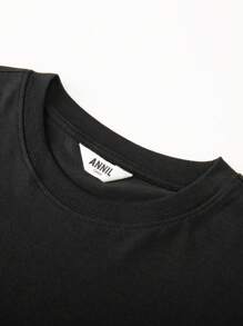 Annil T-shirt a maniche lunghe per bambini, stile casual con collo tondo. Colore bianco, elastico, ampio e alla moda, adatto per la primavera.