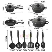 Juego de utensilios de cocina multifuncionales de 13 piezas, sartén antiadherente de cerámica saludable de agarre suave, juego de ollas de cocina de 13 piezas, juego para el hogar con tapa de vidrio templado, revestimiento antiadherente, conducción eficiente del calor, resistente y duradero, excelente sensación, variedad de ollas Los tipos satisfacen las necesidades diarias (azul, morado, rosa) - Azul - Ver 3