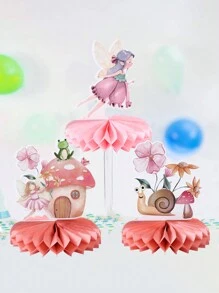 7件套蜂窝状中心装饰品，桌面装饰，主题派对用品，一周岁生日派对装饰，婴儿派对背景，餐桌装饰 - Flower Fairy - 查看 2