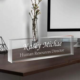 1pc Custom Acrylic Desk Name Plate, Personalized Office Decor For Boss, Teacher, Employee Appreciation Gifts, Desk Accessories For Men & Women, Unique Office Gift Idea, Valentine's Day, Valentine's Day Decor Birthday Graduation