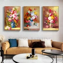 1pc Wall Arts Posters Optional Frame Botanica Europe Classical Retro Flowers Oil Painting Nordic Beautiful Floral Wall Art Poster Canvas Print Hallway Picture Room Home Decor Pop ,Wall Art With Frame