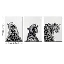 Set di 3 cartellone d'arte senza cornice in bianco e nero con motivi animalier come ghepardi, stampe su tela minimaliste e funky, ideali per decorare camera da letto, soggiorno, appartamento, dorm e altri ambienti moderni