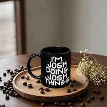 1 tazza da caffè in ceramica da 330 ml con manico, tazza con disegno sublimato unico, tazza nera solida, regalo originale, adatta per bevande calde o fredde come caffè freddo, whisky, succo. Ottima per Ognissanti, Natale, matrimonio, compleanno, San Valentino. - nero - Visualizzare 3