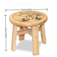 Wooden Step Stool Foot Stool Pouf Sofa Low Stool For Boy And Girl Round Small Stool Basement Shoe Changing Stool For Room Padded Seat - Khaki - View 3