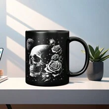 1 tazza da caffè in ceramica da 330 ml con manico, tazza con disegno sublimato unico, tazza nera solida, regalo originale, adatta per bevande calde o fredde come caffè freddo, whisky, succo. Ottima per Ognissanti, Natale, matrimonio, compleanno, San Valentino. - nero - Visualizzare 25