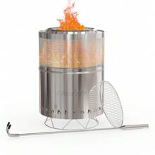 Portable 15 INCH STAINLESS STEEL SMOKELESS FIREPIT FOR WOOD OR PELLET BURNING