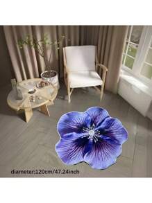1 pièce Style populaire, tapis asymétrique en matériau de fausse laine, couleur pourpre à motif floral, convient pour le salon et la chambre à coucher en tant que tapis doux, tapis décoratif mode et polyvalent, lavable en machine (La taille asymétrique peut avoir un écart de 1 à 3 cm)