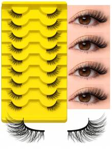 GROINNEYA Cílios postiços GROINNEYA 9 Piars Cat Eye Lashes Finos Meio Cílios Cílios de Gato Naturais Macios Cílios de Gato Ferramenta de Maquiagem Extensão de Cílios Postiços Cílios de Vison Fofos Ferramentas de Maquiagem
