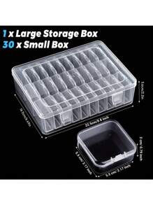 Caja de almacenamiento de escritorio con 30 compartimientos de plástico transparente, organizador transparente de varias capas para el hogar