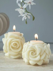 1 pieza Vela en forma de rosa, velas con estilo de Día de San Valentín, adecuadas para el Día de San Valentín, regalos hechos a mano, velas de San Valentín para cumpleaños y graduación - Multicolor - Ver 2