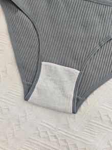 5件套女士麻绿色纹理舒适性感比基尼内裤 - 霧霾藍 - 查看 9