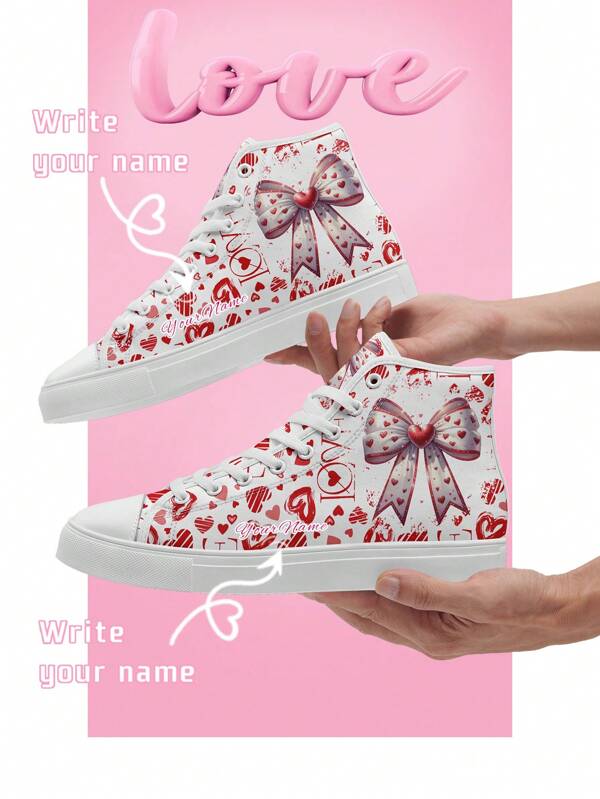 Damen Valentinstag personalisierte High Top Segeltuch Schuhe, personalisierte individuelle Namens-Sneaker, LOVE Schloss Muster individuelle Damen Sneaker, personalisierte High Top Segeltuch Schuhe, personalisierte Sneaker für Damen und Herren, personalisierte Sport- und Lässig Schuhe, Valentinsgeschenk