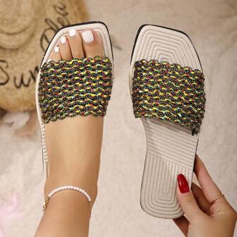 Women's Casual Fashion Strap Slide Sandals, Comfortable For Indoor And Outdoor Wear