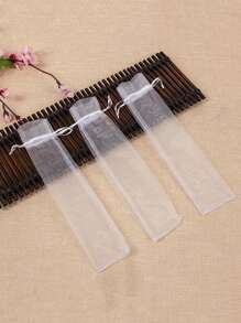 10 piezas de bolsas de organza blanca con cordón, bolsas de organza transparentes multiusos para recuerdos de boda, regalos de fiesta y almacenamiento de abanicos