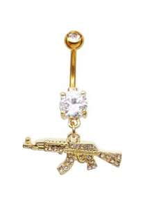 Piercing de ombligo en forma de pistola geométrica pequeña, joyería corporal de ombligo con cristal de rhinestones cool - forma de pistola - Ver 4
