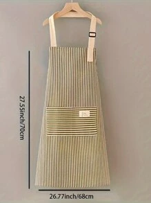 1 Peça Avental Listrado de Linho, Fashionável, Respirável, Adequado para Tarefas Domésticas, Restaurantes, Trabalho na Cozinha