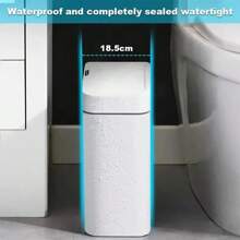 Narrow Smart Sensor Trash Can Smart Home Automatic Bagging Electronic Trash Can Smart Bathroom Trash Can White - White - View 4