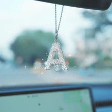 2024 件创意钻石镶嵌 26 个字母汽车吊坠饰品，百搭时尚，闪闪发光，男女皆宜的最佳礼物，手工水钻设计 - 均碼 - 查看 4