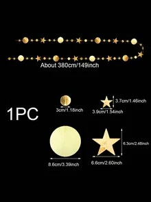 3 piezas y 1 pieza Decoraciones de círculo en espiral con efecto metálico dorado de 380 cm/149 pulgadas, adecuadas para todas las estaciones, vacaciones, cumpleaños, fiestas, adorno colgante de fondo, decoración del hogar, decoración de habitación, decoración de pared - Dorado - Ver 7