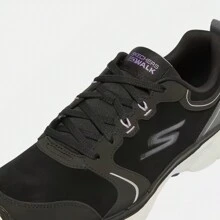 Skechers 女士 Go Walk 6 系带舒适耐用休闲步行运动鞋 - 黑色 - 查看 5