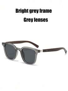 Men's Premium Retro Square Frame Fashion Glasses With Thick Faux Wood-Grain Temples, Stylish & Versatile Fashion Glasses For Party, Daily Wear, Travel & Holiday