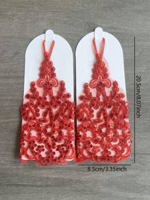 1 par de guantes cortos sin dedos con decoración de encaje y cristales para novia, para mujeres, accesorios de San Valentín, otoño
