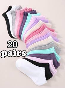 20 Pairs Of Multi-Color Socks Women's Short Socks Summer Thin Low Vamp Summer Short Socks