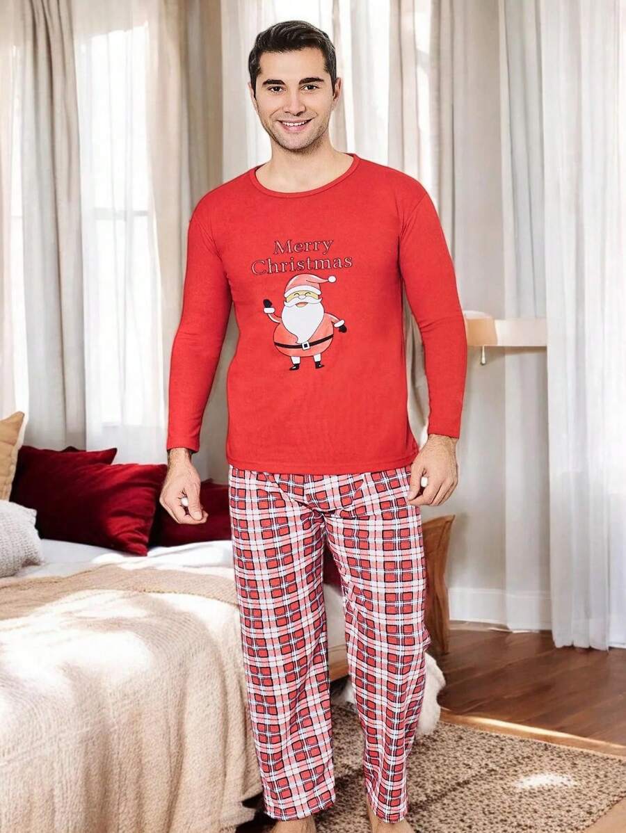 Royalfashion Świąteczna bawełniana męska piżama 2- częściowa Merry Christmas PLUS SIZE