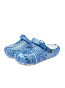 CIVHOM 女士扎染木屐、圆头轻便厚底休闲花园鞋、夏季舒适沙滩拖鞋 - 藍色 - 查看 4