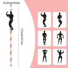 6Pcs Bachelorette Naughty Straws, Stripper Pole Dancer Straw,Bachelorette Party Nye Paper Straw For Hens Girls Night Adults,Dancing MEN Confetti Thick Straws Ladies Bridal Shower Decoration Back To School,School Supplies