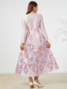 Elegante Jacquard Lange Avondjurk Jurk Voor Vrouwen