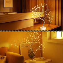 1PCS/2PCS 108 Simulated Led Tree Light Copper Wire Light, Touch Switch Home Romantic Decoration Night Light (Warm White) Without Battery, Outdoor Holiday Party Decoration, Wedding/Anniversary/Birthday/Thanksgiving/Halloween/Harvest Festival/Christmas/Valentine's Day Decoration - Warm Color-1PCS - View 11