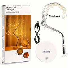 1PCS/2PCS 108 Simulated Led Tree Light Copper Wire Light, Touch Switch Home Romantic Decoration Night Light (Warm White) Without Battery, Outdoor Holiday Party Decoration, Wedding/Anniversary/Birthday/Thanksgiving/Halloween/Harvest Festival/Christmas/Valentine's Day Decoration - Warm Color-1PCS - View 9