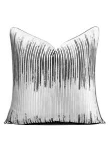 1 件黑色和灰色漸變條紋枕套,現代優雅聚酯提花鋼琴條紋墊套（圖案位置隨機）適合客廳、臥室、沙發、床,四季 - 灰色 - 查看 16