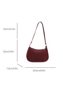Túi đeo vai thời trang tối giản, Túi đeo nách cổ điển, Túi tote khóa kéo nhẹ cao cấp, Túi xách thanh lịch phong cách đường phố Âu Mỹ đa chức năng, Ví nhỏ dung tích lớn thích hợp cho bạn bè, học sinh, công sở, đựng đồ trang điểm - Màu Đỏ Sâu - Xem 7