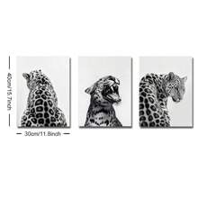 Set di 3 cartellone d'arte senza cornice in bianco e nero con motivi animalier come ghepardi, stampe su tela minimaliste e funky, ideali per decorare camera da letto, soggiorno, appartamento, dorm e altri ambienti moderni