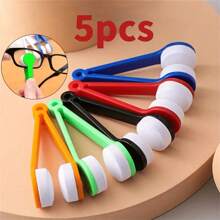 Kit de limpeza de óculos portátil 5 peças/conjunto - Inclui pano de microfibra e escova dupla face, limpador de óculos tamanho viagem