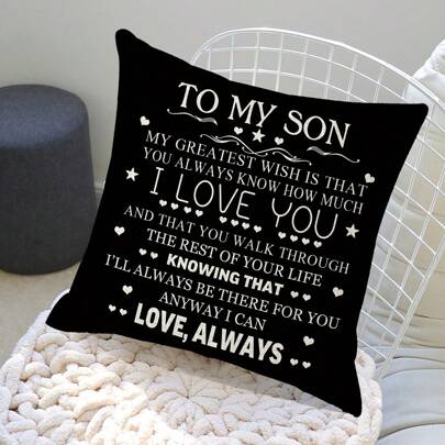 1 st, kuddfodral med linneliknande tryck, present till son från mamma och pappa, designkuddfodral, 45,72 X 45,72 cm (kudde ingår ej)