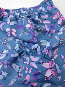 Conjunto Infantil Feminino Corta Vento C/Capuz Borboletas Marinho 042 - Laluna