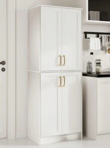 Kitchen Pantry Cabinet,Modern Storage Cabinet With 4 Door And 4 Adjustable Shelves,Tall Cabinet For Kitchen,Dining Room,Laundry - 白色 - 查看 7