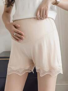 tooluck Maternity Shorts For Women Lounge Pajama Shorts Comfy Sleep Workout Stretchy Pregnancy Soft Belly Support Panties - 杏色 - 查看 2