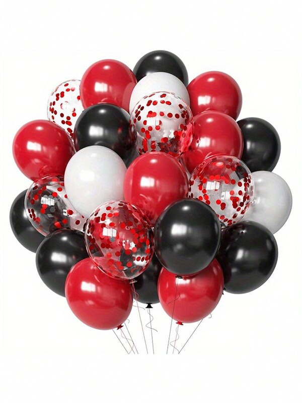 31pcs Black, Red, White & Colorful Paper Balloon Arch Decoration Set, Suitable For Holidays, Parties, New Year, Birthday, Wedding, Graduation Ceremony, Bachelor Party