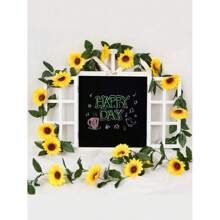 1 件人造向日葵花环，丝绸向日葵藤蔓配绿叶，适用于房间、厨房、花园、生日、婚礼、迎婴派对装饰 - 黃色 - 查看 8