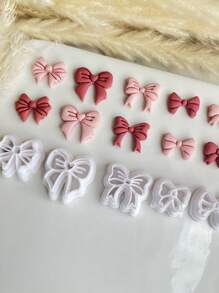 1/5 Peças Conjunto Miniatura de Cortadores de Argila em Forma de Laço, Cortadores de Argila Polimérica para Confecção de Brincos, Cortadores de Argila para Studs de Joias de Argila Polimérica