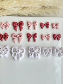 1/5 Peças Conjunto Miniatura de Cortadores de Argila em Forma de Laço, Cortadores de Argila Polimérica para Confecção de Brincos, Cortadores de Argila para Studs de Joias de Argila Polimérica