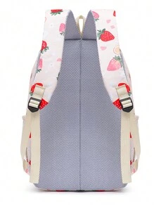 3pcs/Set Stylish New Cute Strawberry Printed Large Capacity Backpack Set - Multicolor - View 6