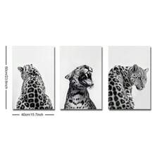 Set di 3 cartellone d'arte senza cornice in bianco e nero con motivi animalier come ghepardi, stampe su tela minimaliste e funky, ideali per decorare camera da letto, soggiorno, appartamento, dorm e altri ambienti moderni